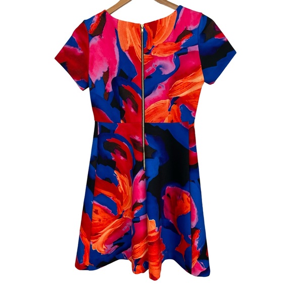 Amanda Uprichard Artsy Fit & Flare Scuba Dress Party Water Color Emily in Paris - Picture 2 of 6